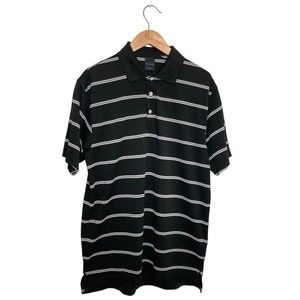 Dunning Golf Polo Shirt Regular Fit Black / White Striped Men’s Size Medium M